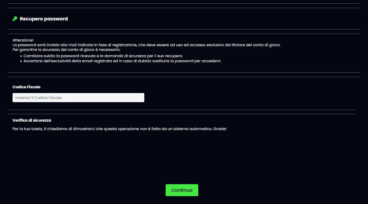 Modulo di recupero password su Queencasino online con campo email per il ripristino delle credenziali e invio del link di reset