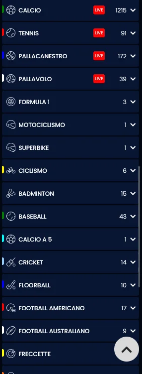 Varietà degli sport disponibili su Queen Casino con calcio, tennis, basket, corse ippiche, motorsport e sport minori